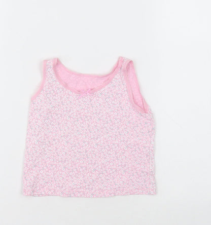 George Girls Pink Floral Cotton Basic Tank Size 2-3 Years Crew Neck Pullover
