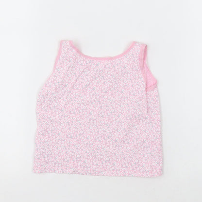 George Girls Pink Floral Cotton Basic Tank Size 2-3 Years Crew Neck Pullover