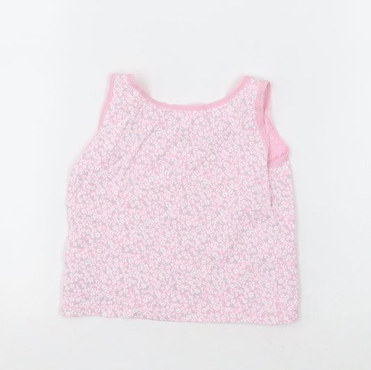 George Girls Pink Floral Cotton Basic Tank Size 2-3 Years Crew Neck Pullover