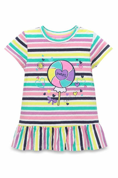 so cute Girls Multicoloured Striped Cotton Basic Casual Size 2 Years Crew Neck Pullover - sweet