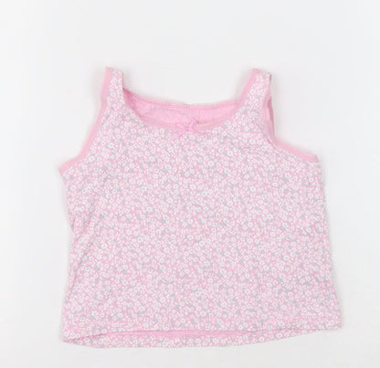 George Girls Pink Floral Cotton Basic Tank Size 2-3 Years Crew Neck Pullover