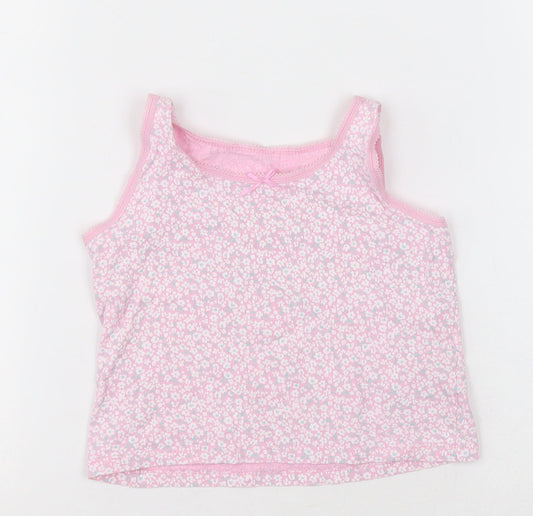 George Girls Pink Floral Cotton Basic Tank Size 2-3 Years Crew Neck Pullover