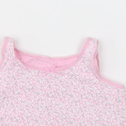 George Girls Pink Floral Cotton Basic Tank Size 2-3 Years Crew Neck Pullover