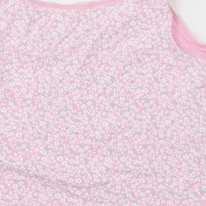 George Girls Pink Floral Cotton Basic Tank Size 2-3 Years Crew Neck Pullover