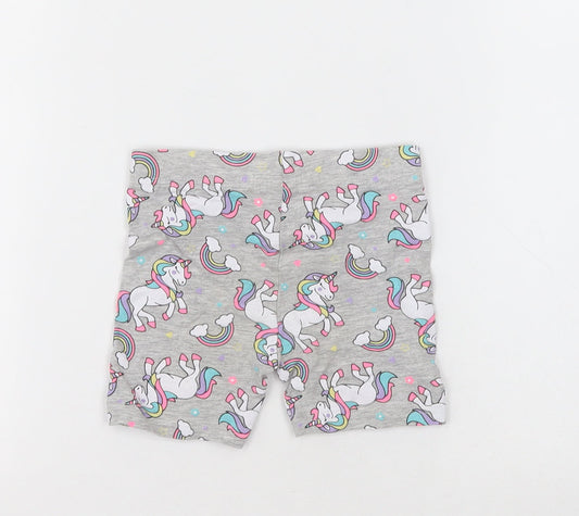 pep&co Girls Grey Geometric Cotton Bermuda Shorts Size 2-3 Years  Regular  - unicorn print