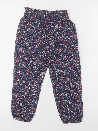 NEXT Girls Blue Floral Viscose Capri Trousers Size 2-3 Years  Regular