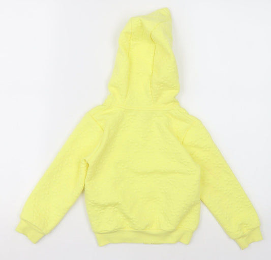 Dunnes Stores Girls Yellow Floral Cotton Full Zip Hoodie Size 3-4 Years  Zip