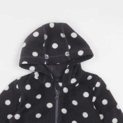 George Girls Grey Polka Dot Polyester Full Zip Hoodie Size 2-3 Years  Zip