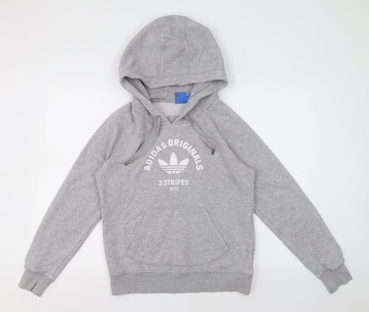 adidas Womens Grey  Cotton Pullover Hoodie Size 10  Pullover