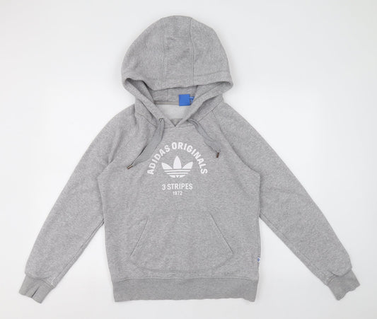adidas Womens Grey  Cotton Pullover Hoodie Size 10  Pullover