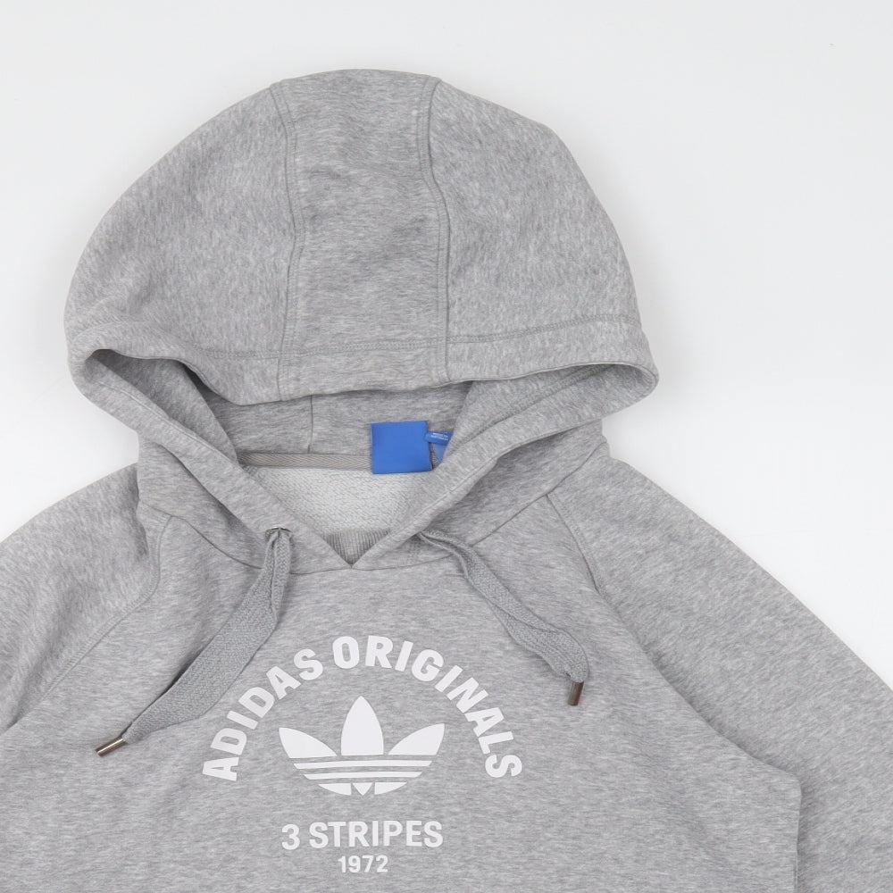 adidas Womens Grey  Cotton Pullover Hoodie Size 10  Pullover