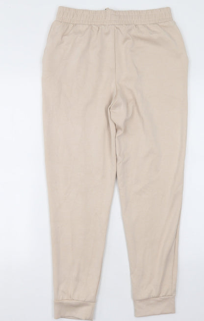 F&F Womens Beige  Nylon Jogger Trousers Size 10 L30 in Regular Tie