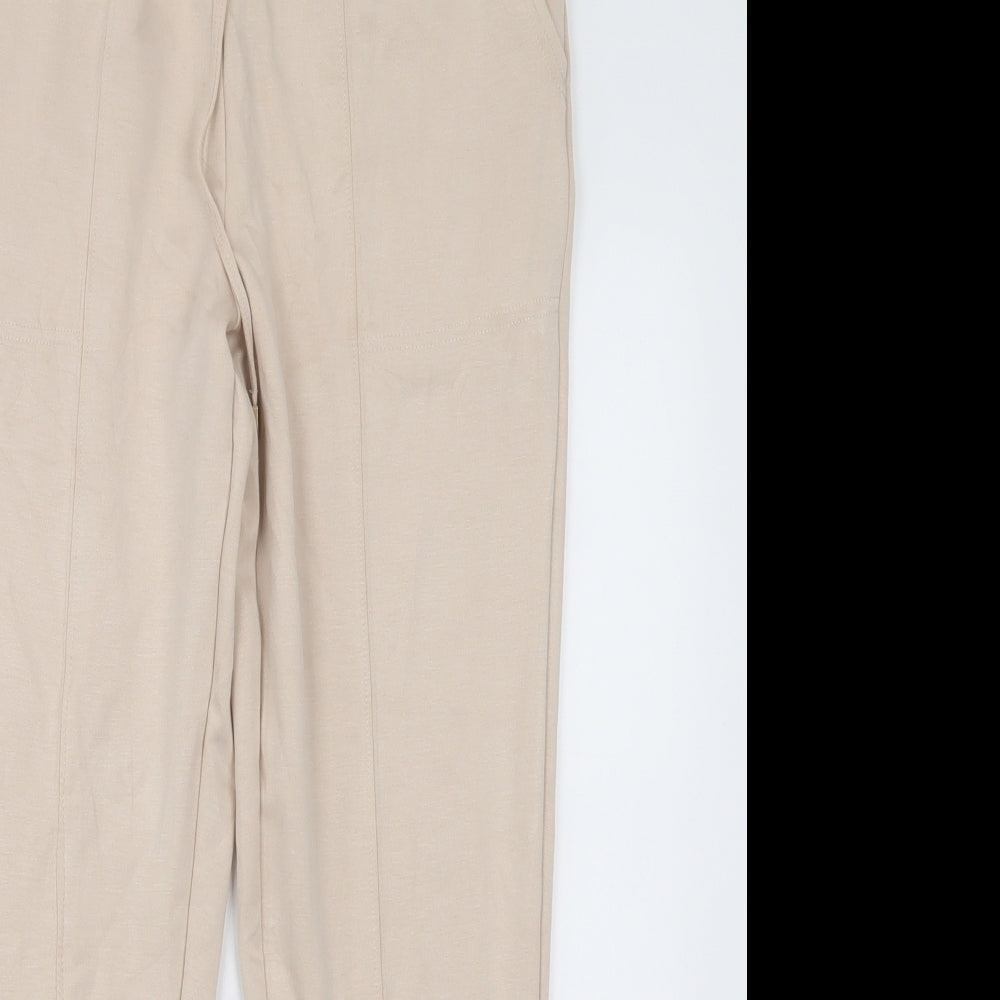 F&F Womens Beige  Nylon Jogger Trousers Size 10 L30 in Regular Tie