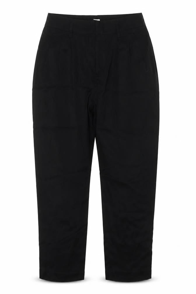 Front view of Gap women’s black viscose trousers, size UK 6, 28-inch leg regular hook & eye