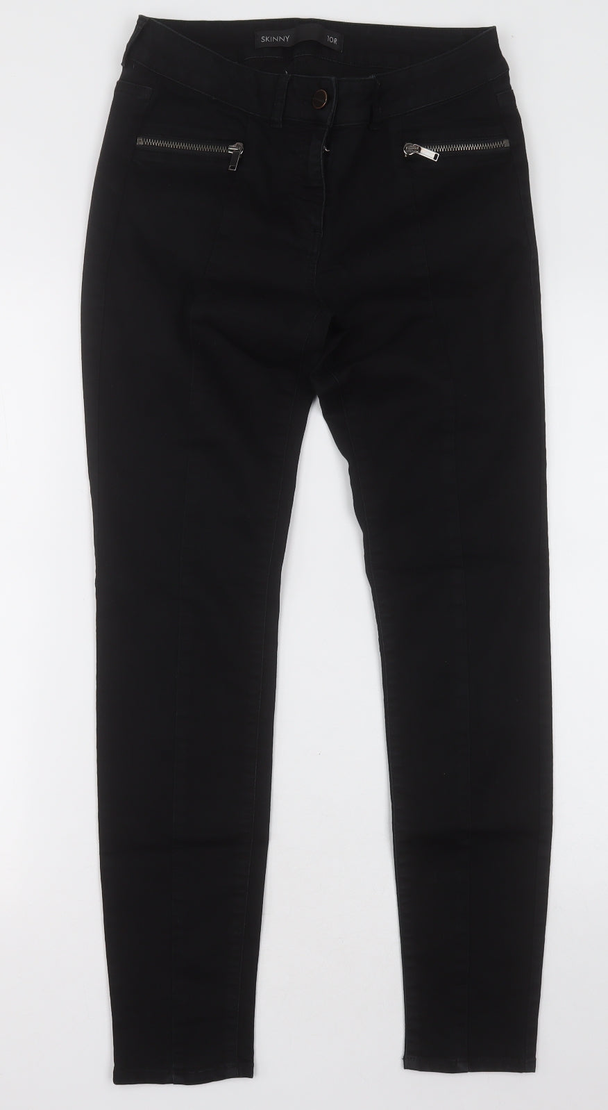 NEXT Womens Black  Cotton Skinny Jeans Size 10 L30 in Regular Button