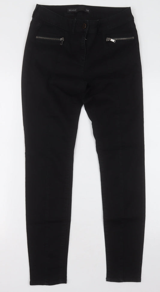 NEXT Womens Black  Cotton Skinny Jeans Size 10 L30 in Regular Button