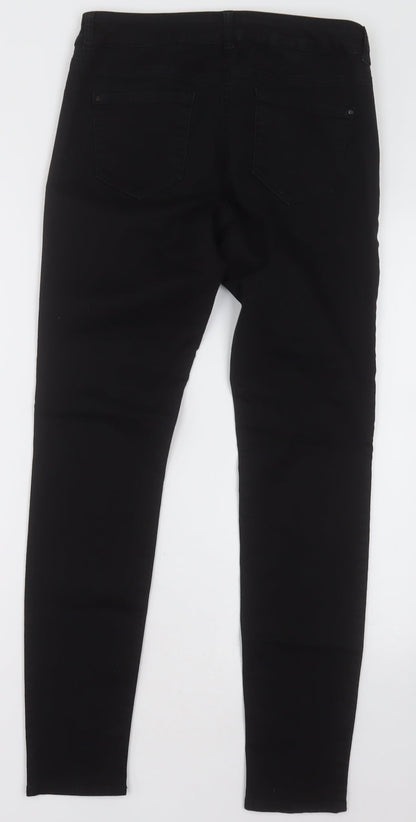 NEXT Womens Black  Cotton Skinny Jeans Size 10 L30 in Regular Button