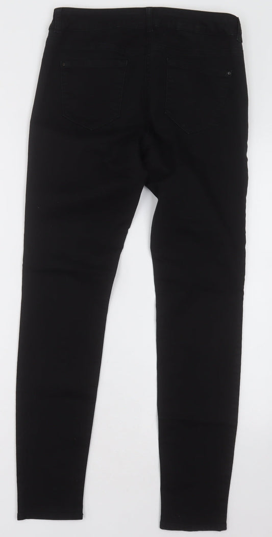 NEXT Womens Black  Cotton Skinny Jeans Size 10 L30 in Regular Button