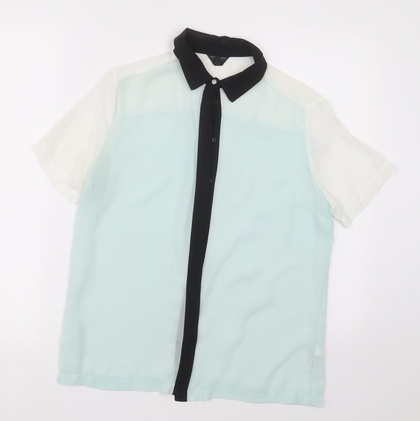 Womens UK Size 10 topshp Green Basic Button-Up