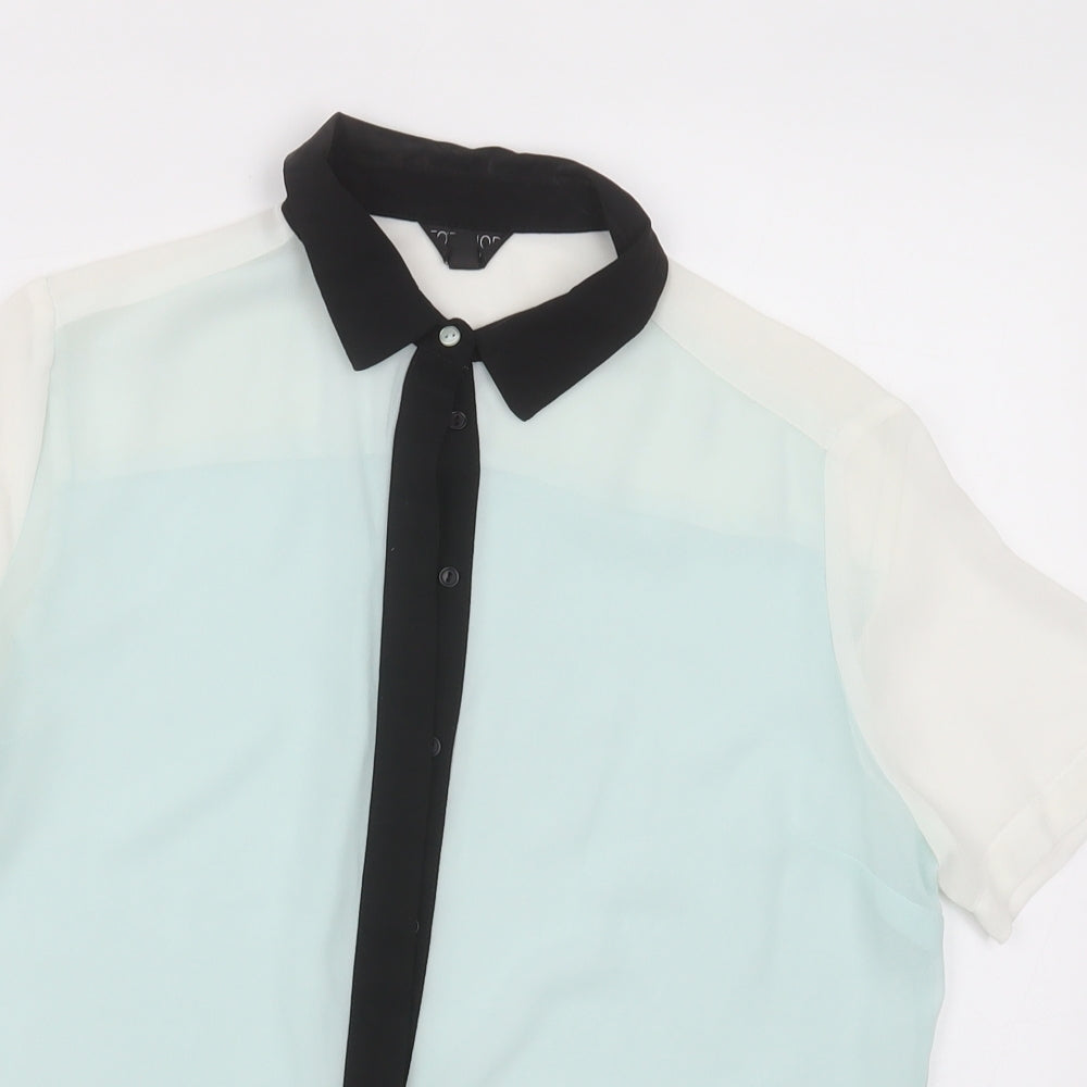 Womens UK Size 10 topshp Green Basic Button-Up