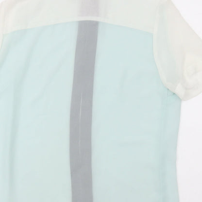 Womens UK Size 10 topshp Green Basic Button-Up