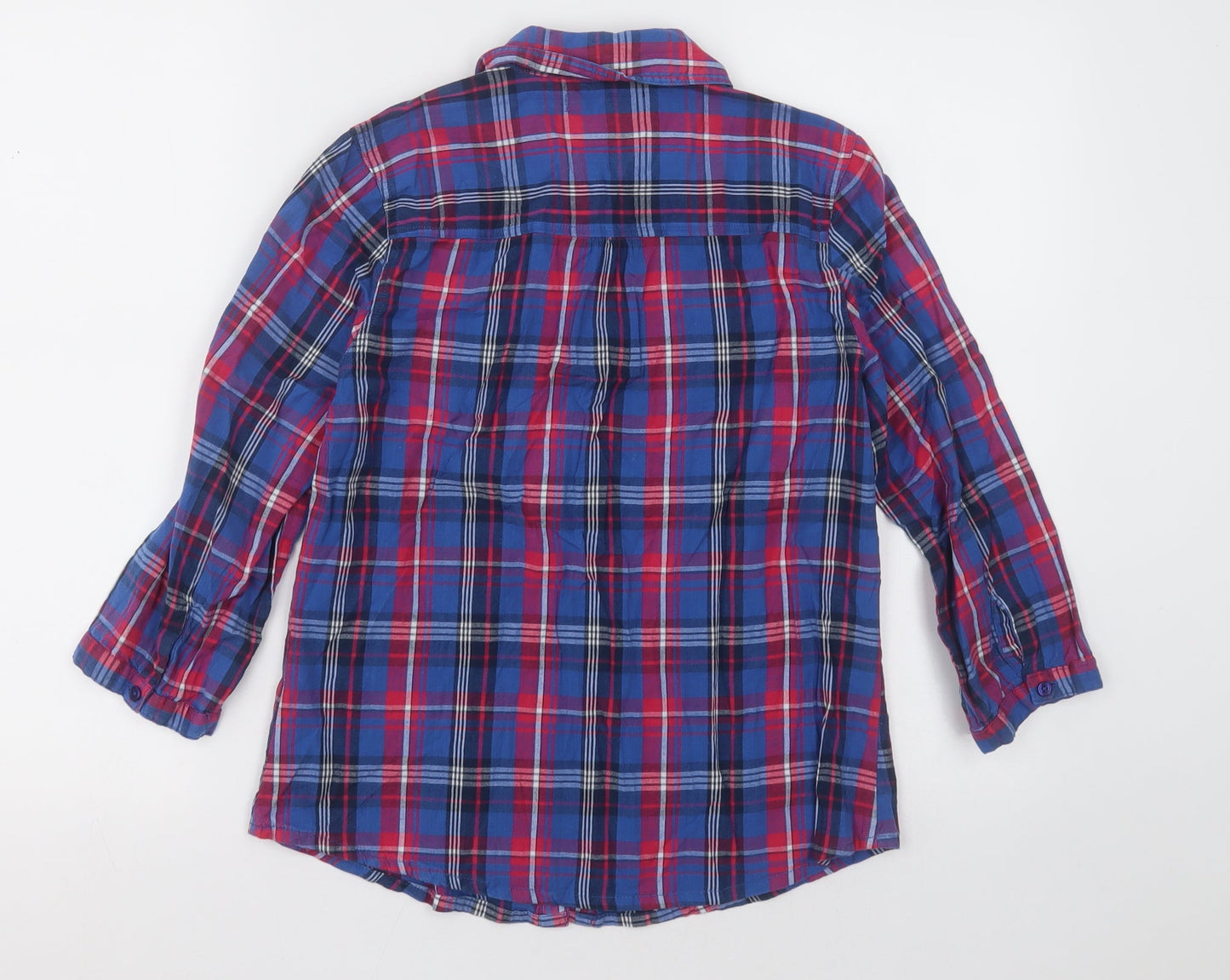 Primark Womens Pink Check Cotton Basic Button-Up Size 10 Collared