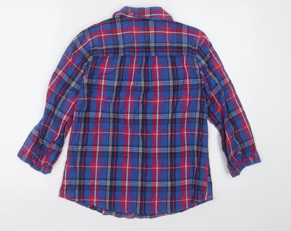 Primark Womens Pink Check Cotton Basic Button-Up Size 10 Collared