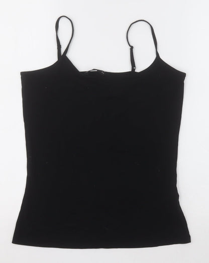 F&F Womens Black  Cotton Basic Tank Size 14 Scoop Neck