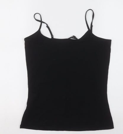 F&F Womens Black  Cotton Basic Tank Size 14 Scoop Neck