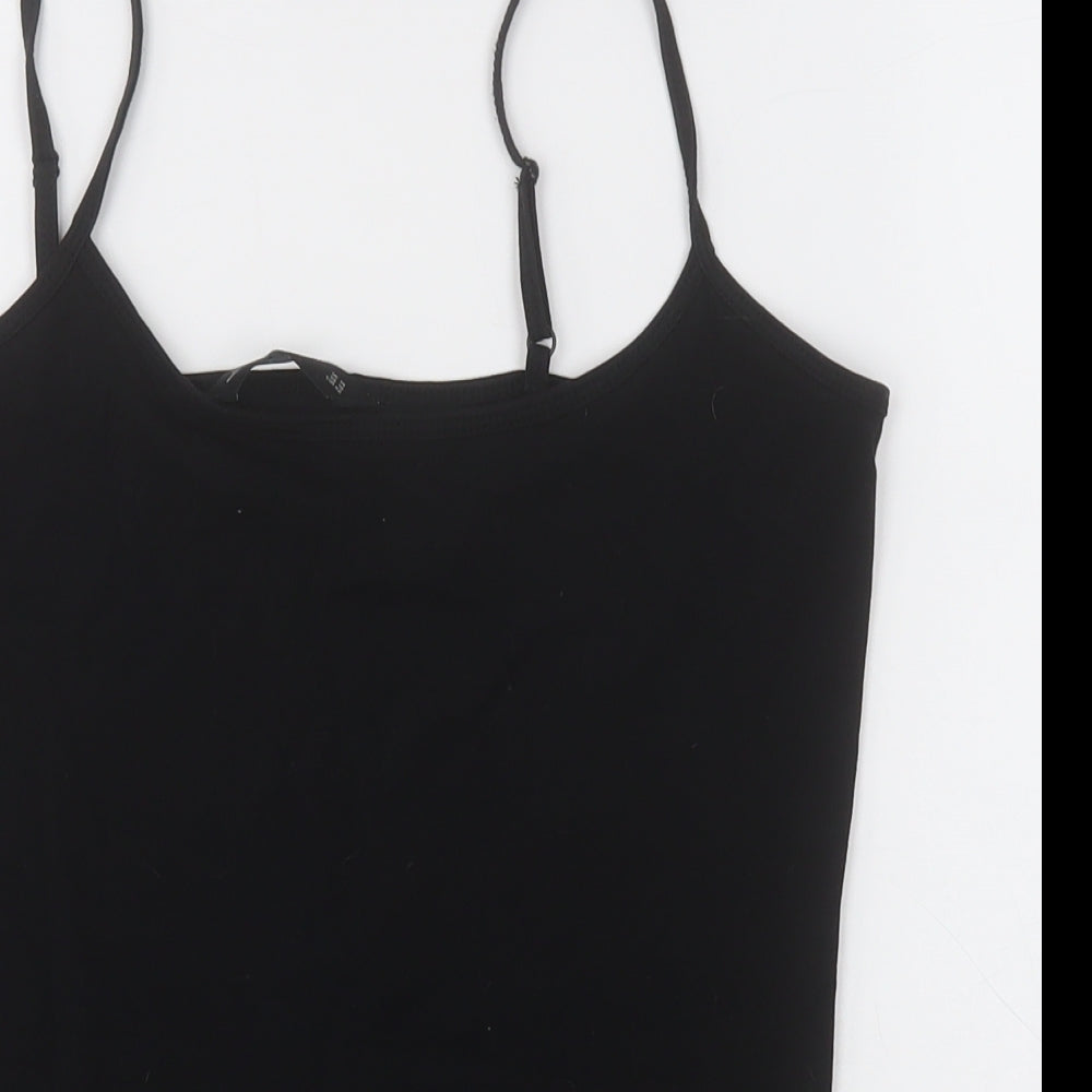 F&F Womens Black  Cotton Basic Tank Size 14 Scoop Neck