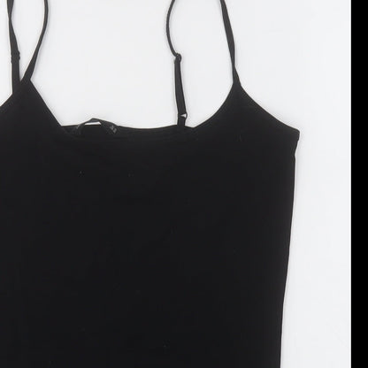 F&F Womens Black  Cotton Basic Tank Size 14 Scoop Neck
