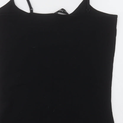 F&F Womens Black  Cotton Basic Tank Size 14 Scoop Neck