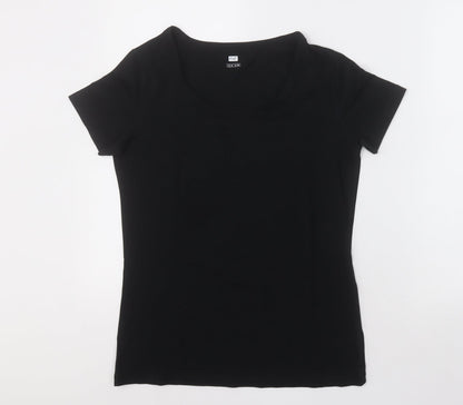 F&F Womens Black  Cotton Basic T-Shirt Size 10 Crew Neck