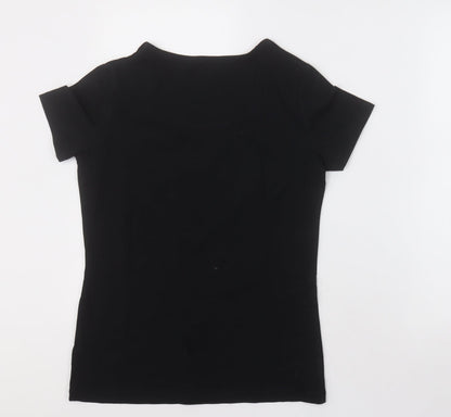 F&F Womens Black  Cotton Basic T-Shirt Size 10 Crew Neck