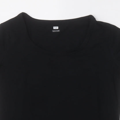 F&F Womens Black  Cotton Basic T-Shirt Size 10 Crew Neck