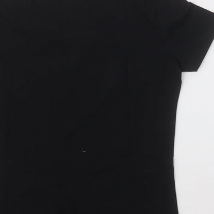 F&F Womens Black  Cotton Basic T-Shirt Size 10 Crew Neck