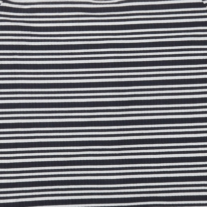 F&F Womens Blue Striped Viscose Basic T-Shirt Size 12 Square Neck