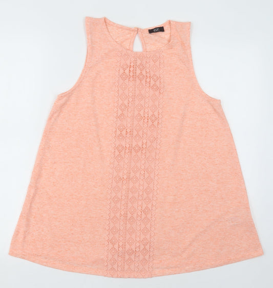 F&F Womens Pink Argyle/Diamond Polyester Basic Tank Size 12 Crew Neck