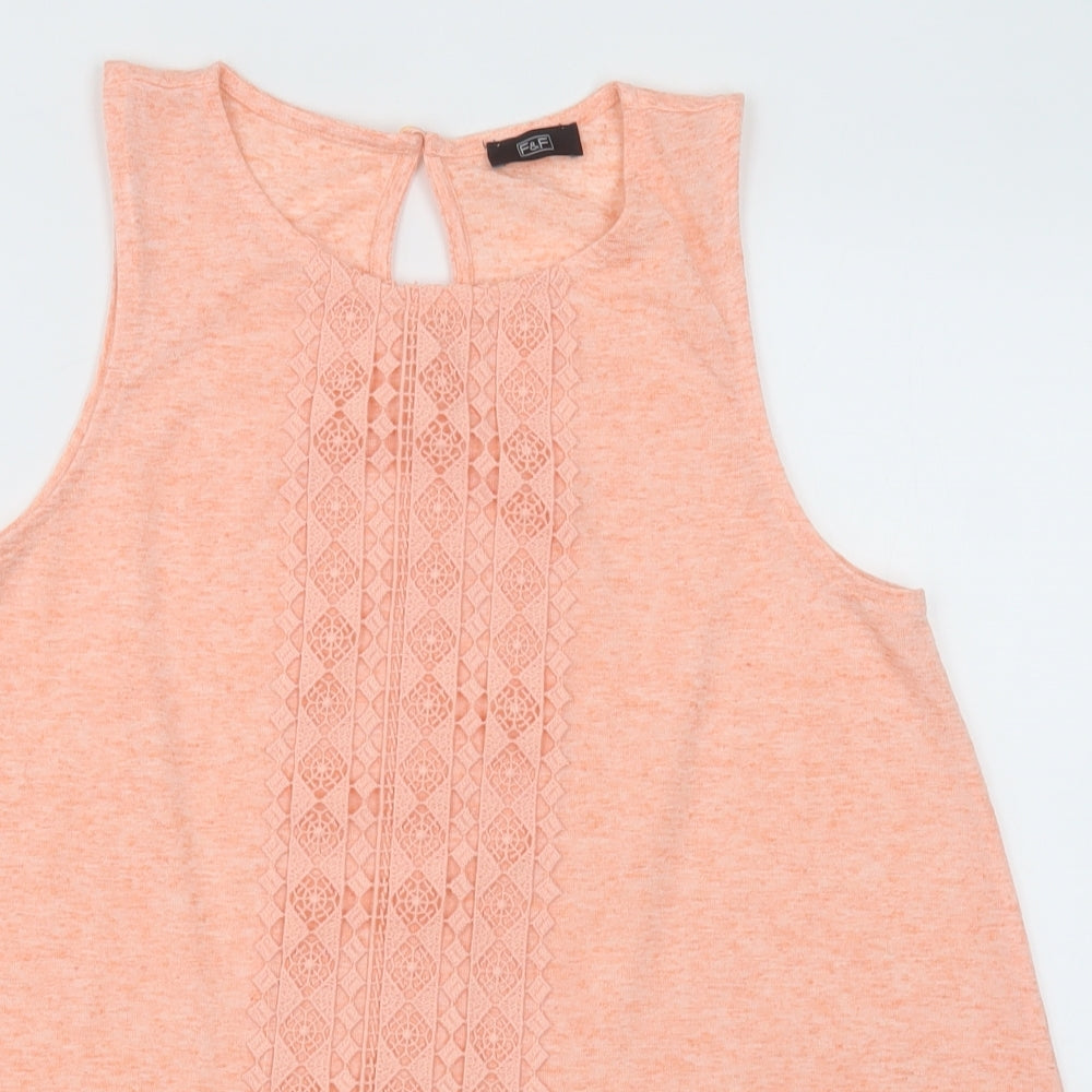 F&F Womens Pink Argyle/Diamond Polyester Basic Tank Size 12 Crew Neck