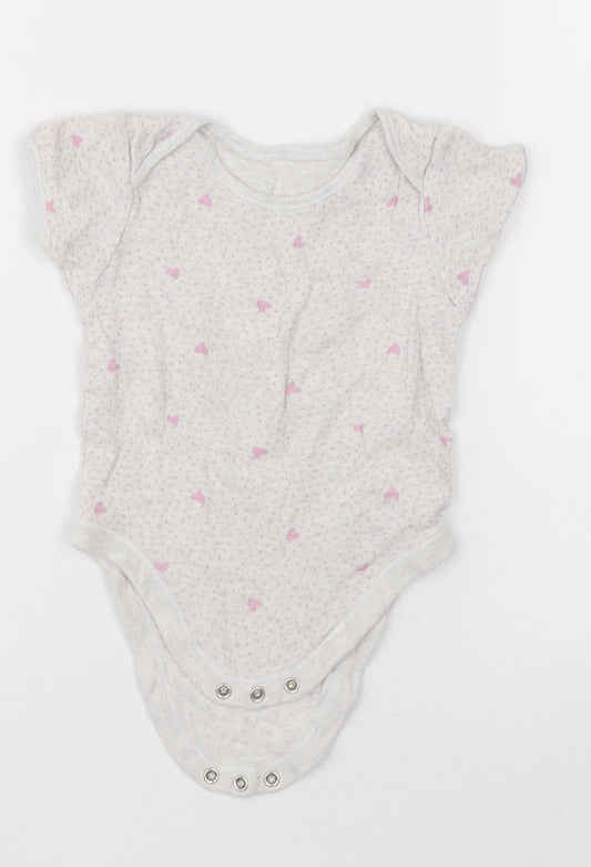 George Girls Grey Polka Dot Cotton Babygrow One-Piece Size 18-24 Months  Button