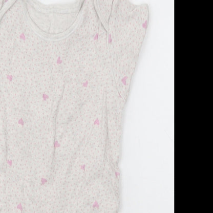 George Girls Grey Polka Dot Cotton Babygrow One-Piece Size 18-24 Months  Button