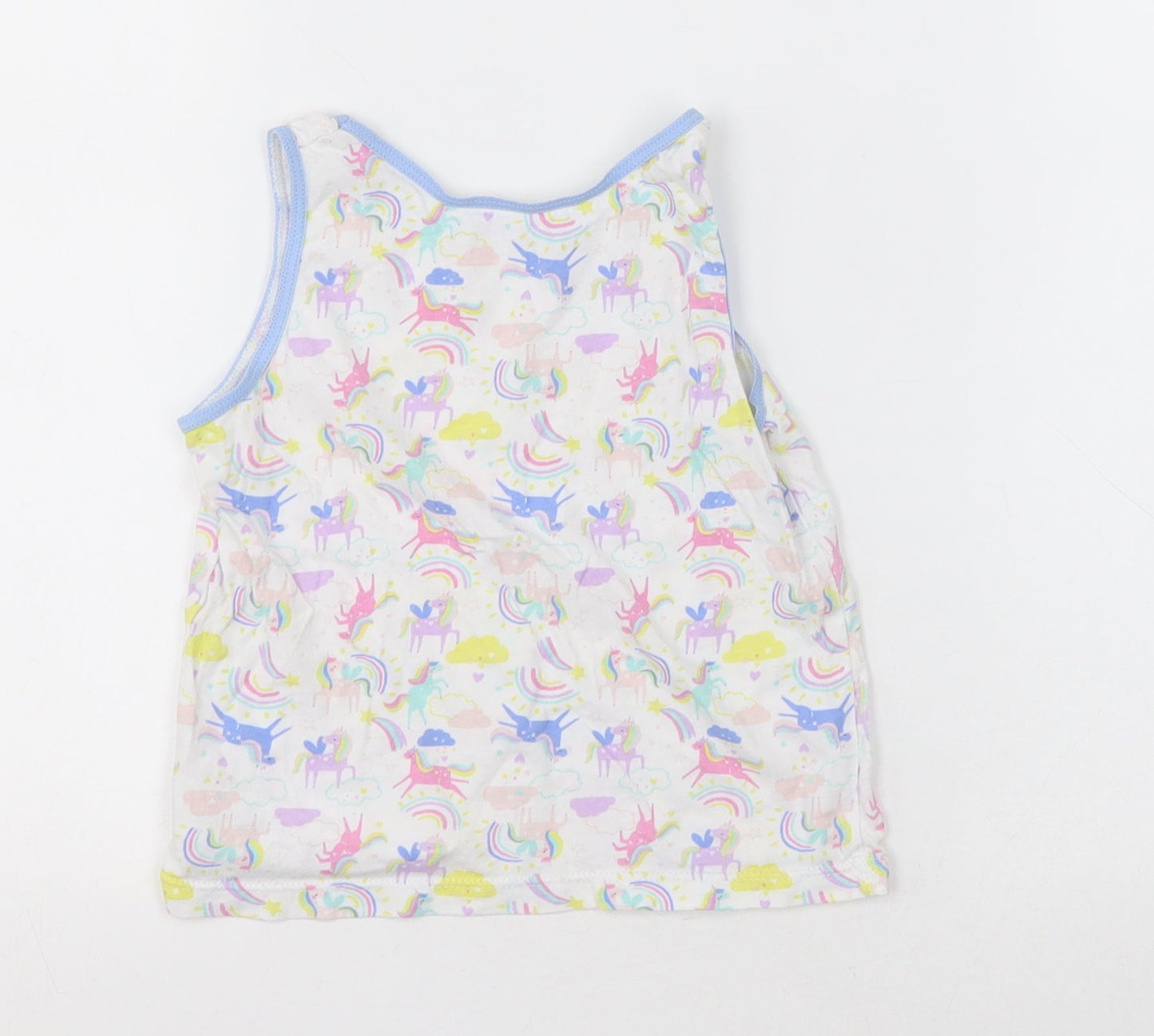 Primark Girls Multicoloured Geometric Cotton Basic Tank Size 5-6 Years Crew Neck Pullover - Unicorns and Rainbows
