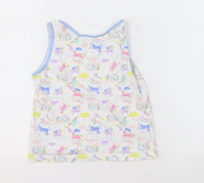 Primark Girls Multicoloured Geometric Cotton Basic Tank Size 5-6 Years Crew Neck Pullover - Unicorns and Rainbows