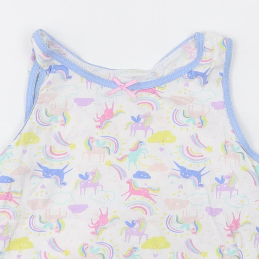 Primark Girls Multicoloured Geometric Cotton Basic Tank Size 5-6 Years Crew Neck Pullover - Unicorns and Rainbows