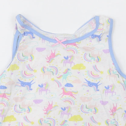 Primark Girls Multicoloured Geometric Cotton Basic Tank Size 5-6 Years Crew Neck Pullover - Unicorns and Rainbows