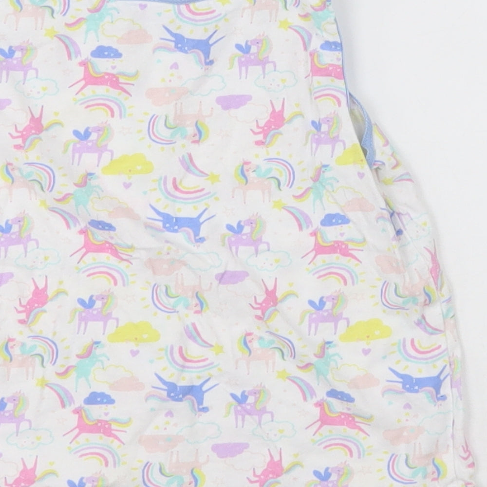 Primark Girls Multicoloured Geometric Cotton Basic Tank Size 5-6 Years Crew Neck Pullover - Unicorns and Rainbows
