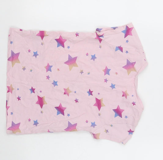 George Girls Pink Geometric Cotton Basic T-Shirt Size 5-6 Years Crew Neck Pullover - Star Pattern