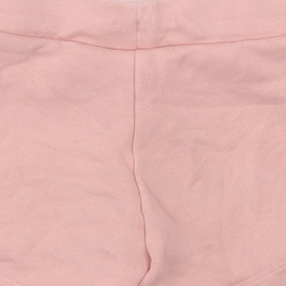 adidas Girls Pink Striped Cotton Sweat Shorts Size 5-6 Years  Regular Tie