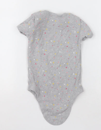 Matalan Girls Grey Polka Dot Cotton Babygrow One-Piece Size 18-24 Months  Button - Heart pattern