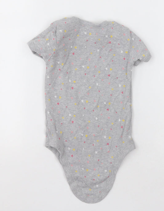 Matalan Girls Grey Polka Dot Cotton Babygrow One-Piece Size 18-24 Months  Button - Heart pattern